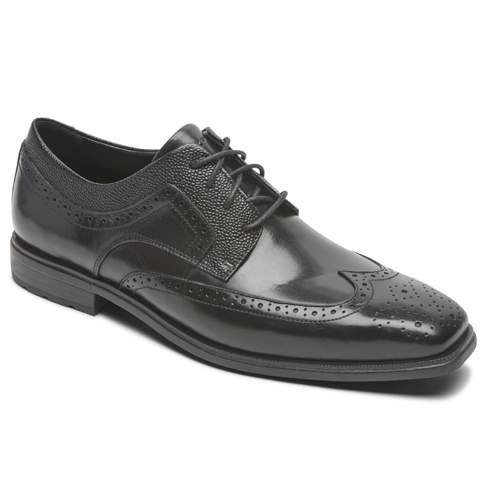 Rockport Mens Dress Shoes Black - Dres Sports Business 2 Wingtip - UK 386-YTFGIE